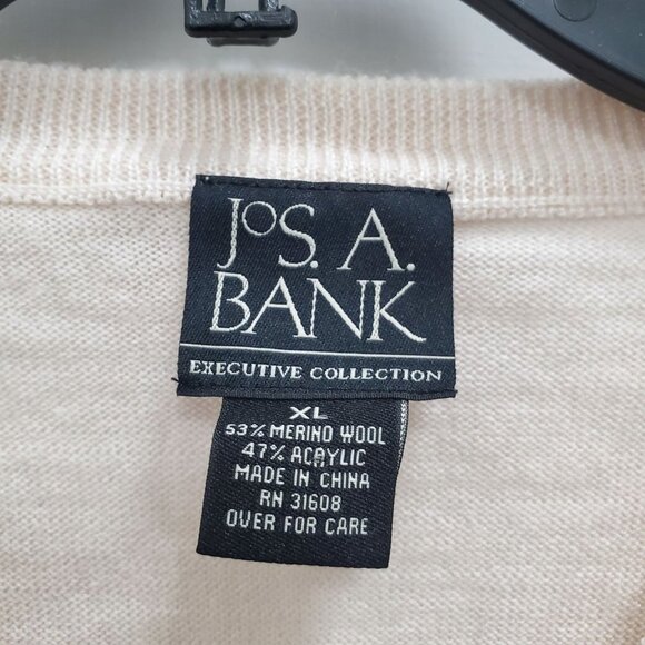 Jos A Bank Executive Collection Men's Cream Wool Blend V-Neck LS Sweater Size XL - Picture 3 of 4